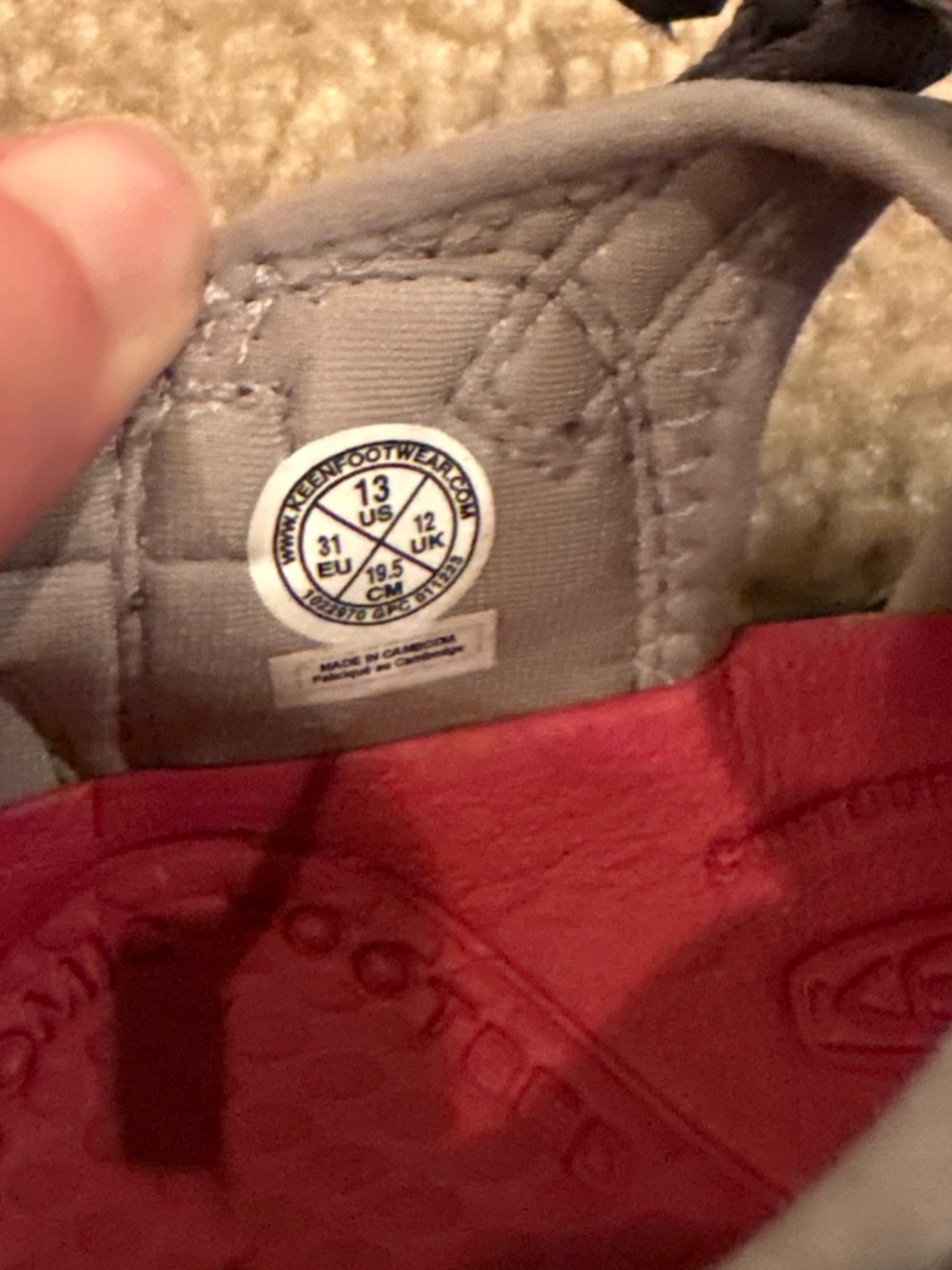 Kids Grey and Red Closed-Toe Outdoor Sandals - Picture 4 of 4